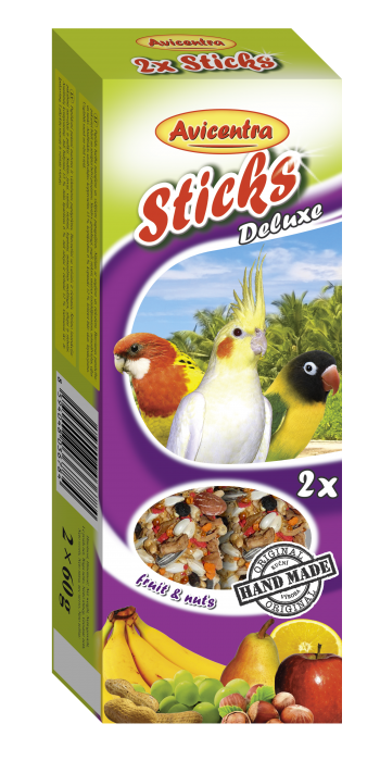 Avicentra Sticks Tyčinky deluxe s ovocem a ořechy pro malé papoušky