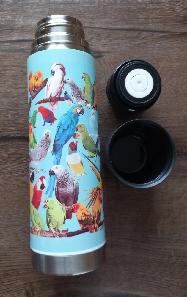 Termoska 750ml s motivem papoušků