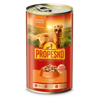 PROPESKO Dog hovězí a kuřecí v omáčce, kousky 1240 g